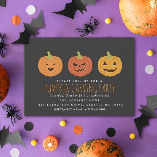 Pumpkin Carving Party Halloween Kaart