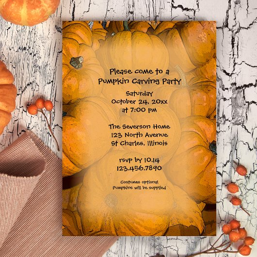 Pumpkin Carving Party-uitnodiging Kaart