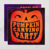 Pumpkin Carving Party-uitnodigingen Kaart (Voorkant / Achterkant)