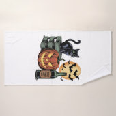Pumpkin Cat Beer Halloween (Serviette de bain)