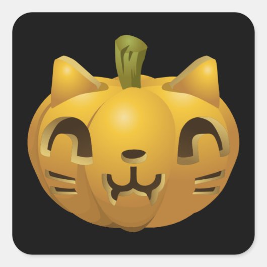 Pumpkin Cat Vierkante Sticker (Voorkant)