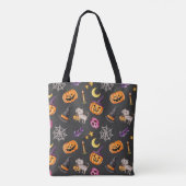 Pumpkin Cat Web Pet Donkergrijze Canvas tas (Achterkant)