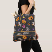Pumpkin Cat Web Pet Donkergrijze Canvas tas (Dichtbij)