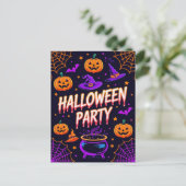 Pumpkin Cauldron Halloween Party Invite Briefkaart (Staand voorkant)