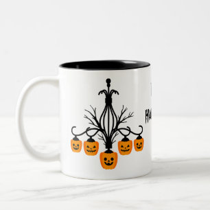 Pumpkin chandelier Halloween gothic Tweekleurige Koffiemok