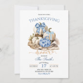 Pumpkin Chinoiserie Thanksgiving Diner Kaart (Voorkant)