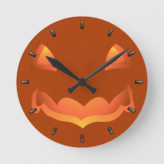Pumpkin Clock Halloween Jack-O-Lantern Wall Clock Ronde Klok (Voorkant)