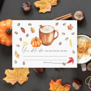 Pumpkin Coffee Vrijgezellenfeest Datum nacht ideeë Informatiekaartje