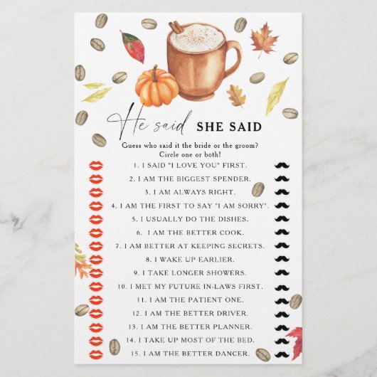 Pumpkin Coffee vrijgezellenfeest Hij zei dat ze ze (Voorkant)