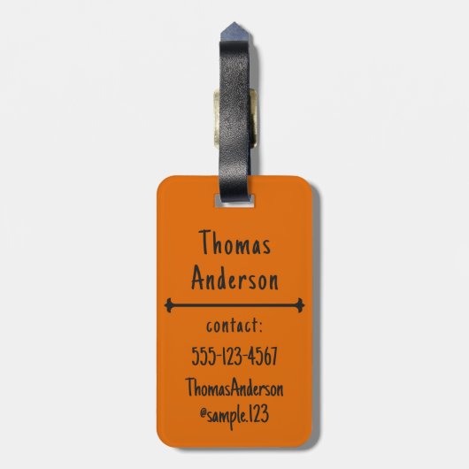 Pumpkin Color Pattern in Orange Bagagelabel (Achterkant verticaal)