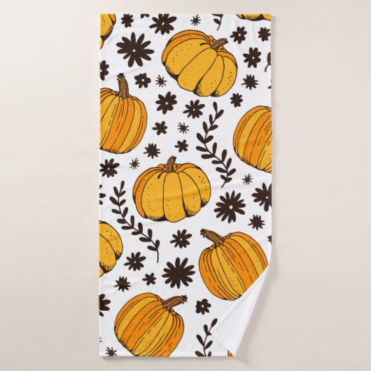 Pumpkin color seamless pattern, hand drawn squash (Serviette de bain)