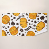 Pumpkin color seamless pattern, hand drawn squash (Serviette de bain)