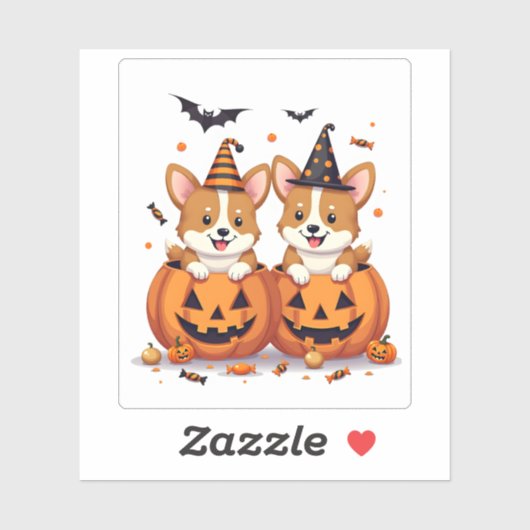 Pumpkin Corgi Party Sticker (Vel)
