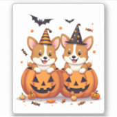 Pumpkin Corgi Party Sticker (Voorkant)