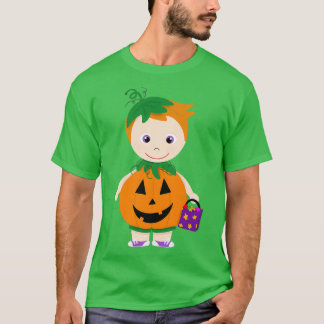 Pumpkin Costume Boy Light Skin Red Hair T-shirt