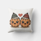Pumpkin Couple Pillow - Cute Cozy Fall Home Decor Kussen (Achterkant)
