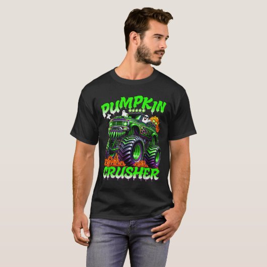 Pumpkin Crusher Monster Truck Ghosts Halloween For T-shirt (Voorkant volledig)