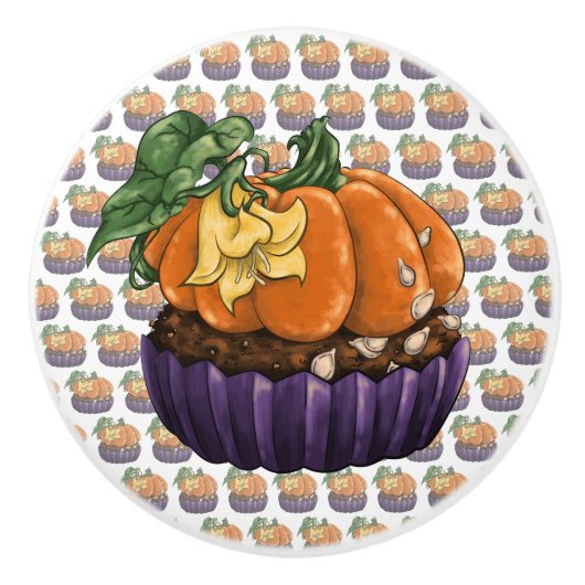 Pumpkin Cupcake Keramische Knop (Voorkant)