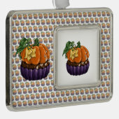 Pumpkin Cupcake Verzilverd Kader Ornament (Rechts)