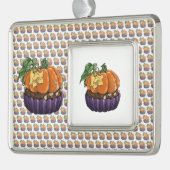 Pumpkin Cupcake Verzilverd Kader Ornament (Links)