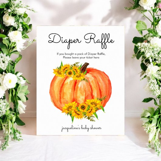 Pumpkin Diaper Raffle Baby shower Poster