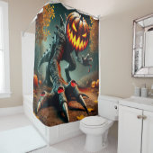 Pumpkin Dinosaur Douchegordijn (In situ)