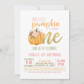 Pumpkin eerste verjaardag uitnodiging - Meisje (Voorkant)