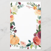 Pumpkin Elegant Herfst Floral Wedding Menu Kaarten (Achterkant)