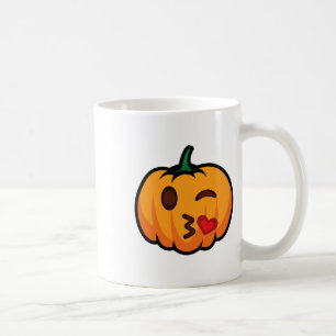 Pumpkin Emoji One Eye Open Wink Blow Kiss Love Fun Koffiemok