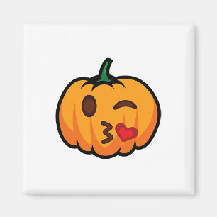 Pumpkin Emoji One Eye Open Wink Blow Kiss Love Fun Magneet