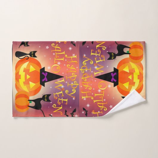 Pumpkin en Black Cats Bathroom Towel Set Bad Handdoek (Handdoek)