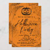 Pumpkin en spinweb Halloween Party Kaart (Voorkant / Achterkant)
