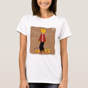 Pumpkin Face Cartoon Halloween Character Art T-shirt