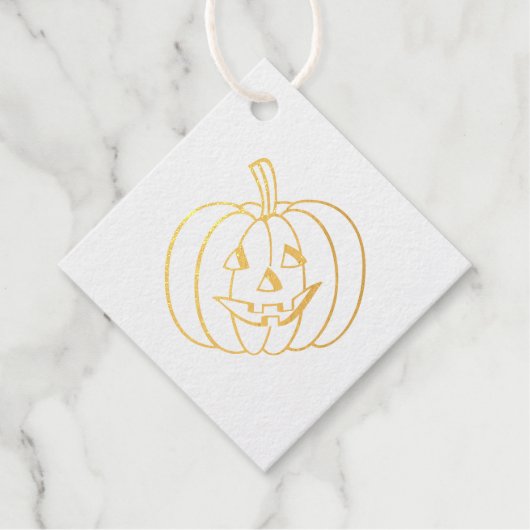 Pumpkin Face Gold Foil Halloween Bedankjes Labels (Voorkant)