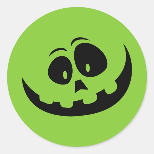 Pumpkin Face Green Halloween Ronde Sticker (Voorkant)