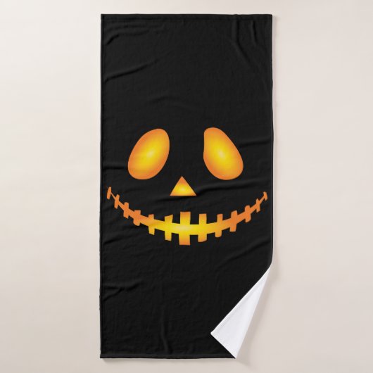 Pumpkin Face Halloween Jack O Lantern Spooky (Serviette de bain)