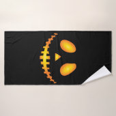 Pumpkin Face Halloween Jack O Lantern Spooky (Serviette de bain)