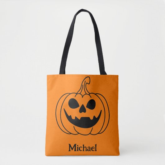 Pumpkin Face Jack O Lantern With Name Draagtas (Voorkant)