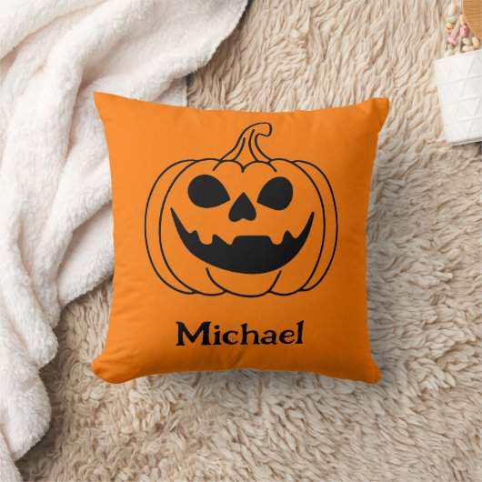 Pumpkin Face Jack O Lantern With Name Kussen (Deken)