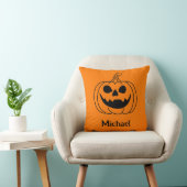 Pumpkin Face Jack O Lantern With Name Kussen (Stoel)