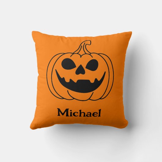 Pumpkin Face Jack O Lantern With Name Kussen (Achterkant)