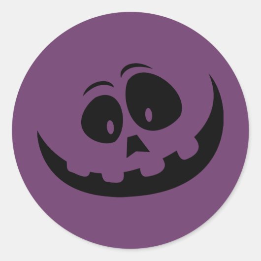 Pumpkin Face Paars Halloween Ronde Sticker (Voorkant)