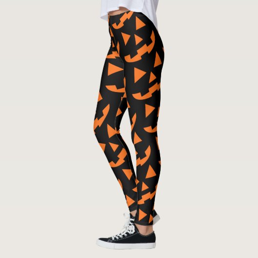 Pumpkin Face Print Halloween Leggings (Links)