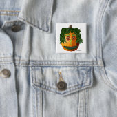 Pumpkin Face Square Pin-back Button zonder snede (In situ)