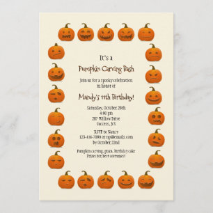 Pumpkin Faces-uitnodiging Kaart