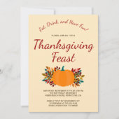 Pumpkin Fall Leaves Colorful Gold Thanksgiving Kaart (Voorkant)