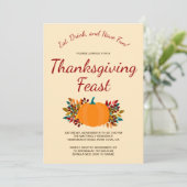 Pumpkin Fall Leaves Colorful Gold Thanksgiving Kaart (Staand voorkant)