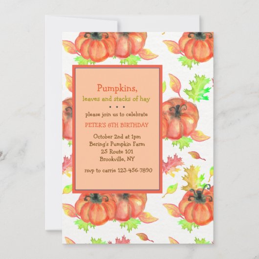 Pumpkin Fare Invitation Kaart (Voorkant)