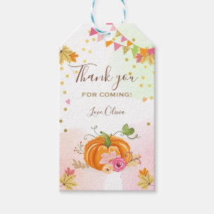 Pumpkin Favor Tags herfst bladeren roze Floral Cadeaulabel