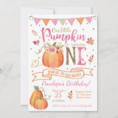 Pumpkin First Birthday Invitation, Autumn Herfst Kaart (Voorkant)